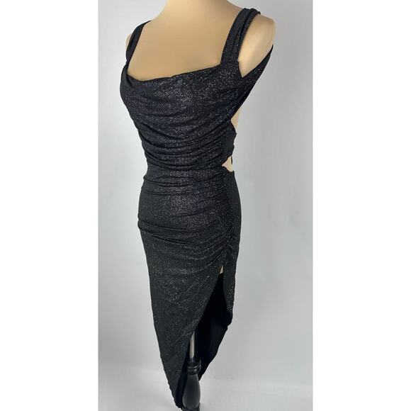 Lucy in the Sky Size XS Black Silver Glitter Dress Cocktail Party NYE Stretch - Picture 10 of 16